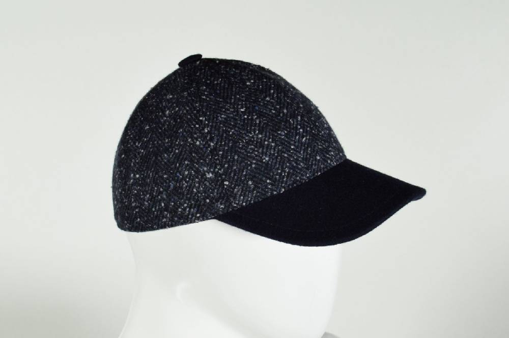 Panizza Berretto baseball panizza blu spigato in misto lana Pezzi Unici