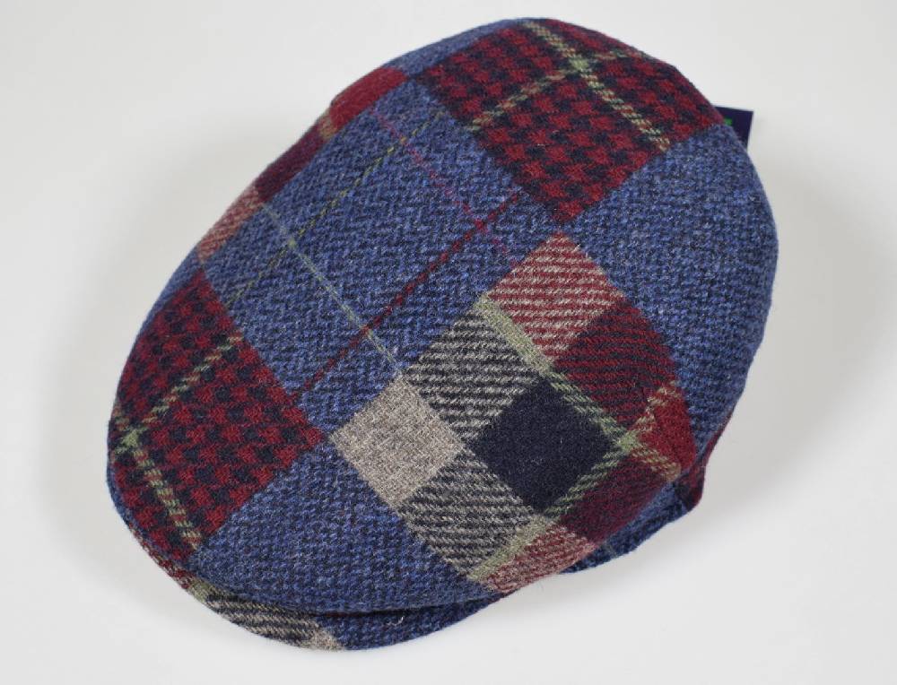 Imor di Banfi Cappello berretto imor blu a quadri in pura lana merino made in italy