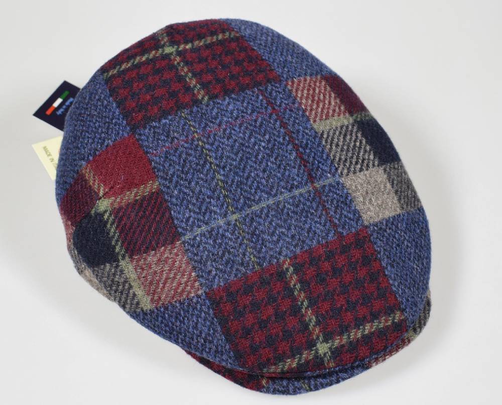 Imor di Banfi Cappello berretto imor blu a quadri in pura lana merino made in italy Novità