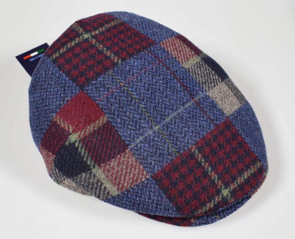 Imor di Banfi Cappello berretto imor blu a quadri in pura lana merino made in italy Novità