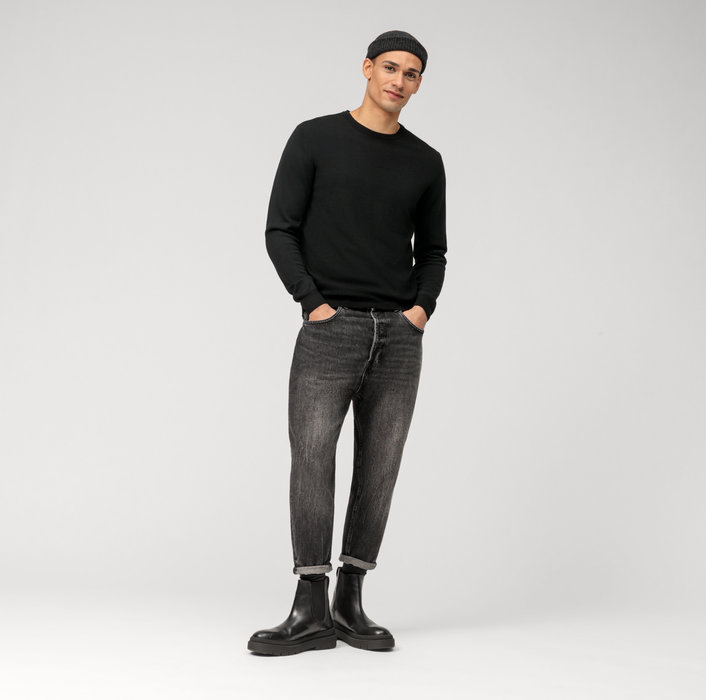 Olymp Girocollo olymp nero lana merinos regular fit Vendite Flash