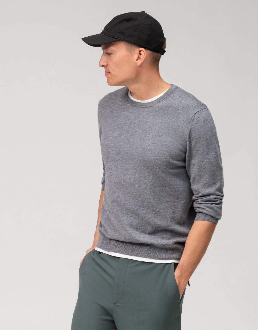 Olymp Girocollo olymp grigio medio lana merinos regular fit