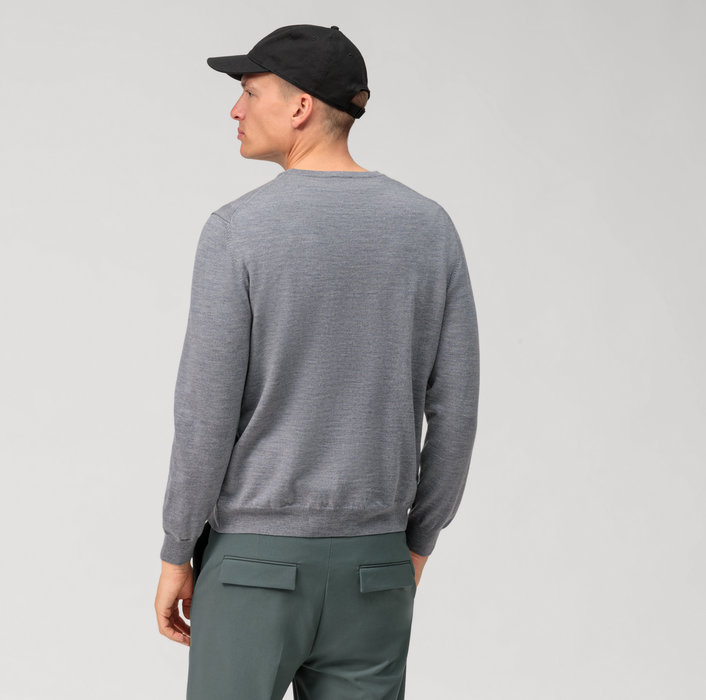 Olymp Girocollo olymp grigio medio lana merinos regular fit In Saldo
