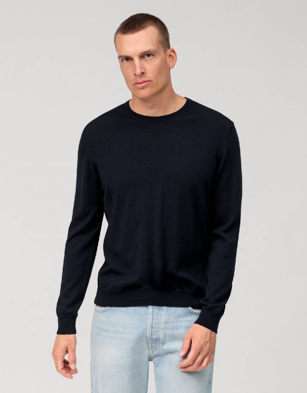 Olymp Girocollo olymp blu lana merinos regular fit Moda