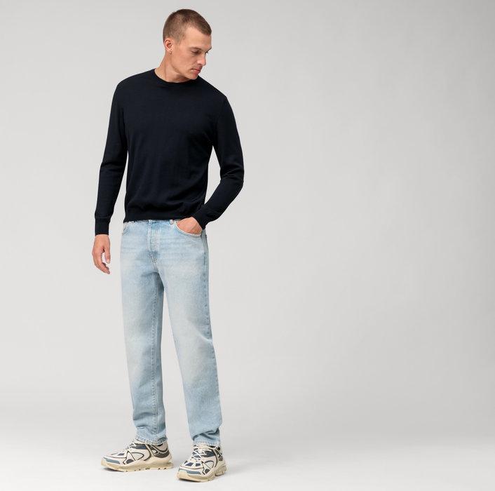 Olymp Girocollo olymp blu lana merinos regular fit Moda
