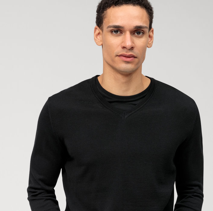 Olymp Pullover scollo a v nero olymp regular fit Italy