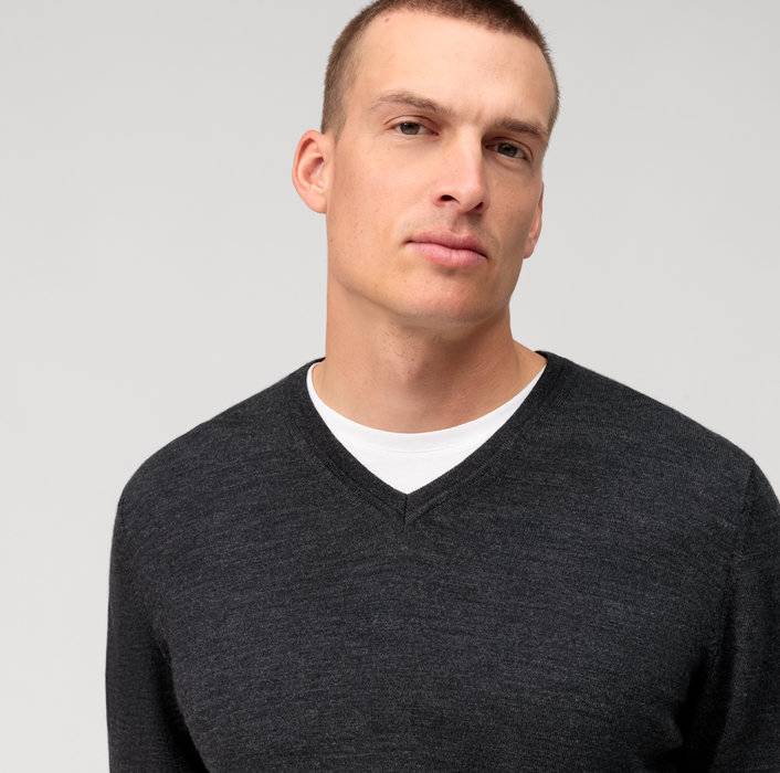 Olymp Pullover scollo a v grigio antracite olymp regular fit Italia