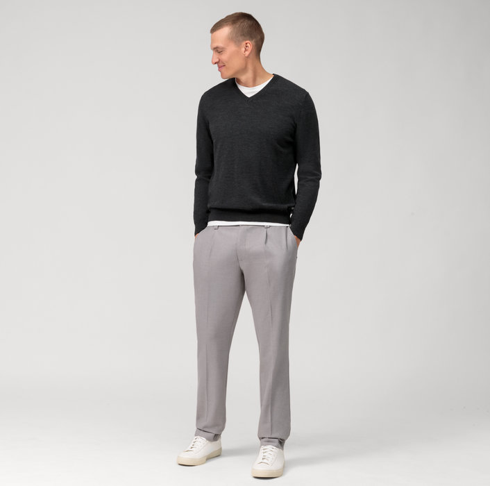Olymp Pullover scollo a v grigio antracite olymp regular fit Italia