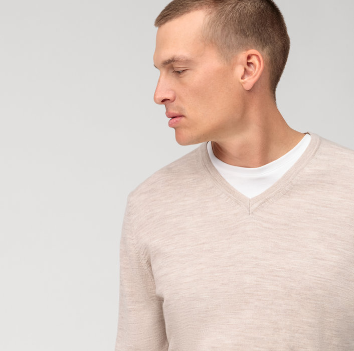 Olymp Pullover scollo a v beige olymp regular fit In Linea