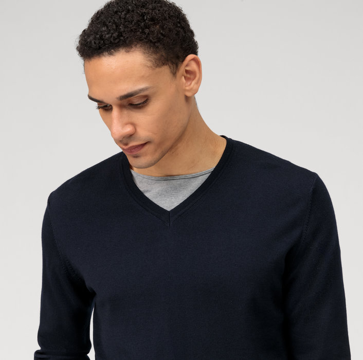 Olymp Pullover scollo a v blu olymp regular fit Nuovo