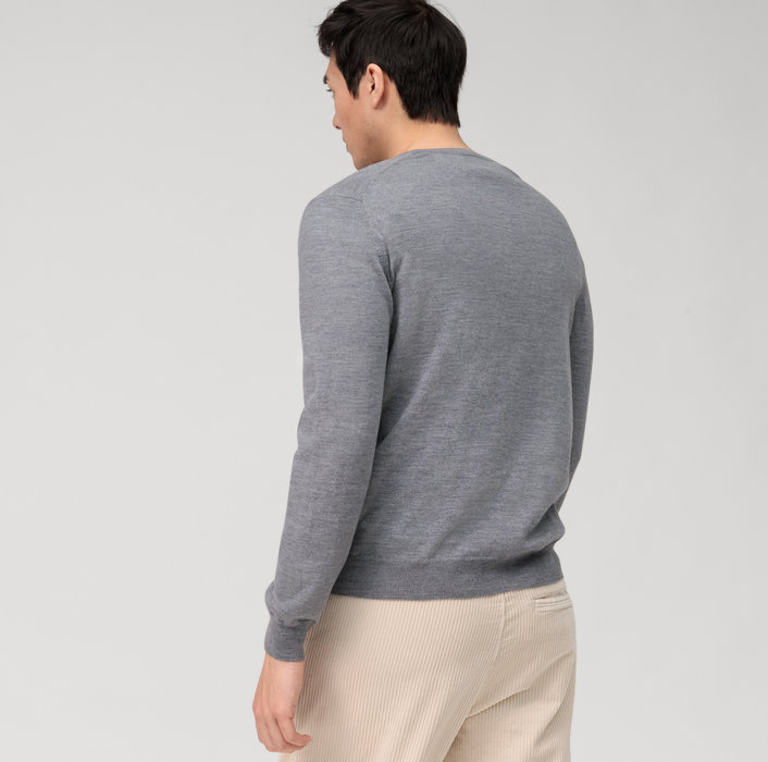 Olymp Pullover scollo a v grigio medio olymp regular fit Qualità