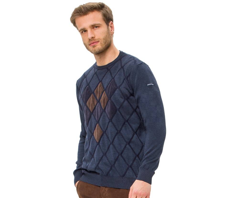 Green Coast Maglia blu girocollo green coast lana merinos zegna baruffa