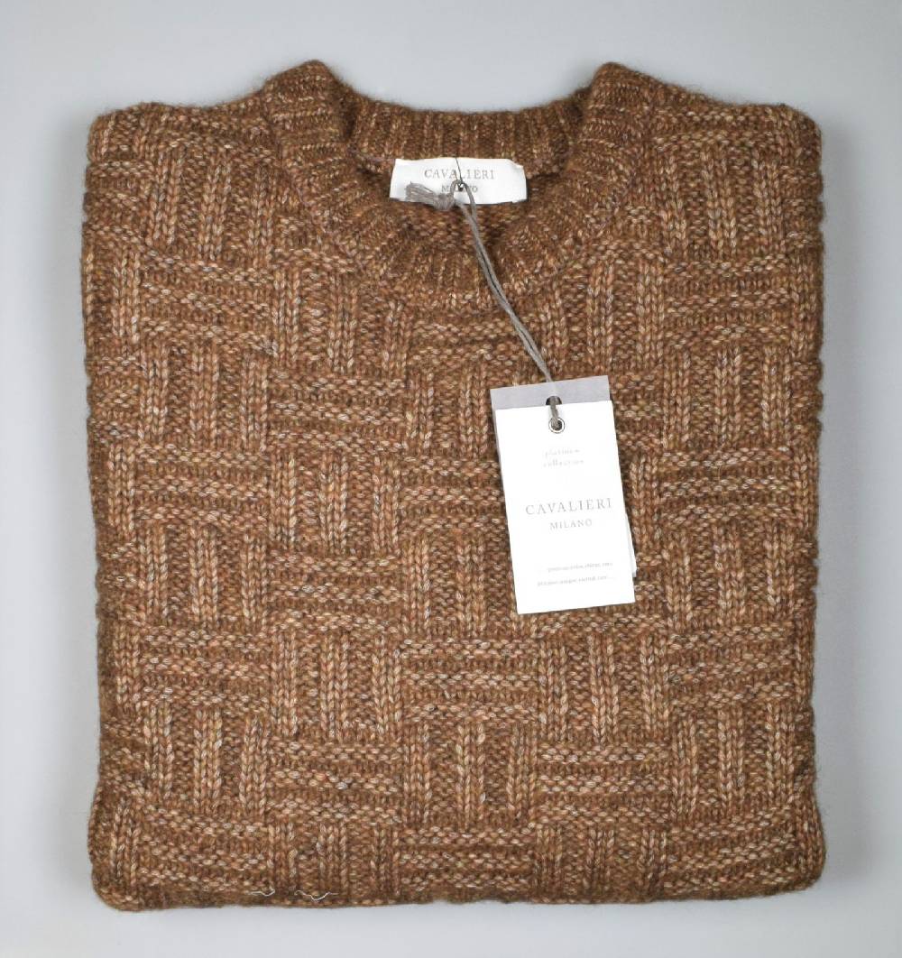 Cavalieri Milano Maglione girocollo cavalieri lana alpaca a coste trasversali Soddisfazione Garantita