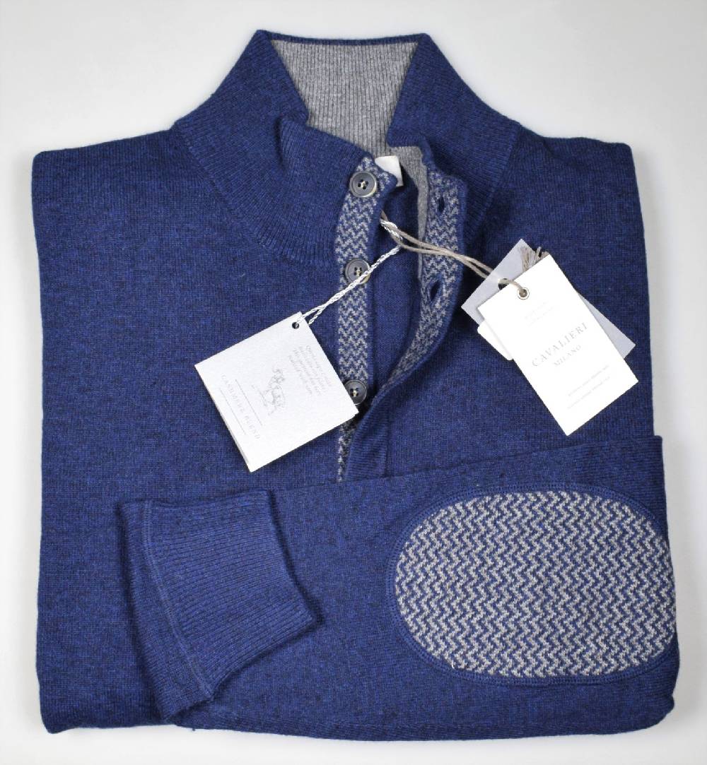 Cavalieri Milano Cardigan giacca blu con bottoni lana cashmere Acquista Ora