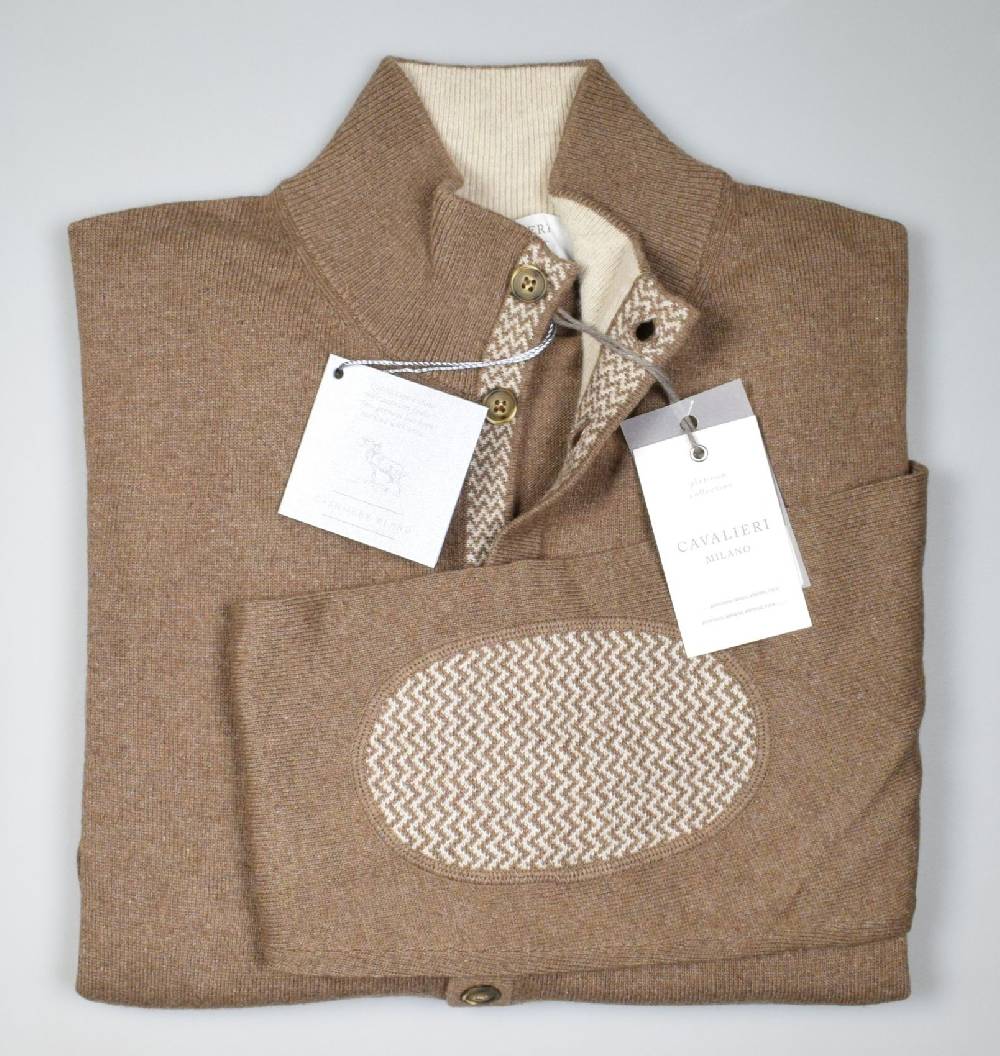 Cavalieri Milano Cardigan giacca noce con bottoni lana cashmere Consegna Veloce