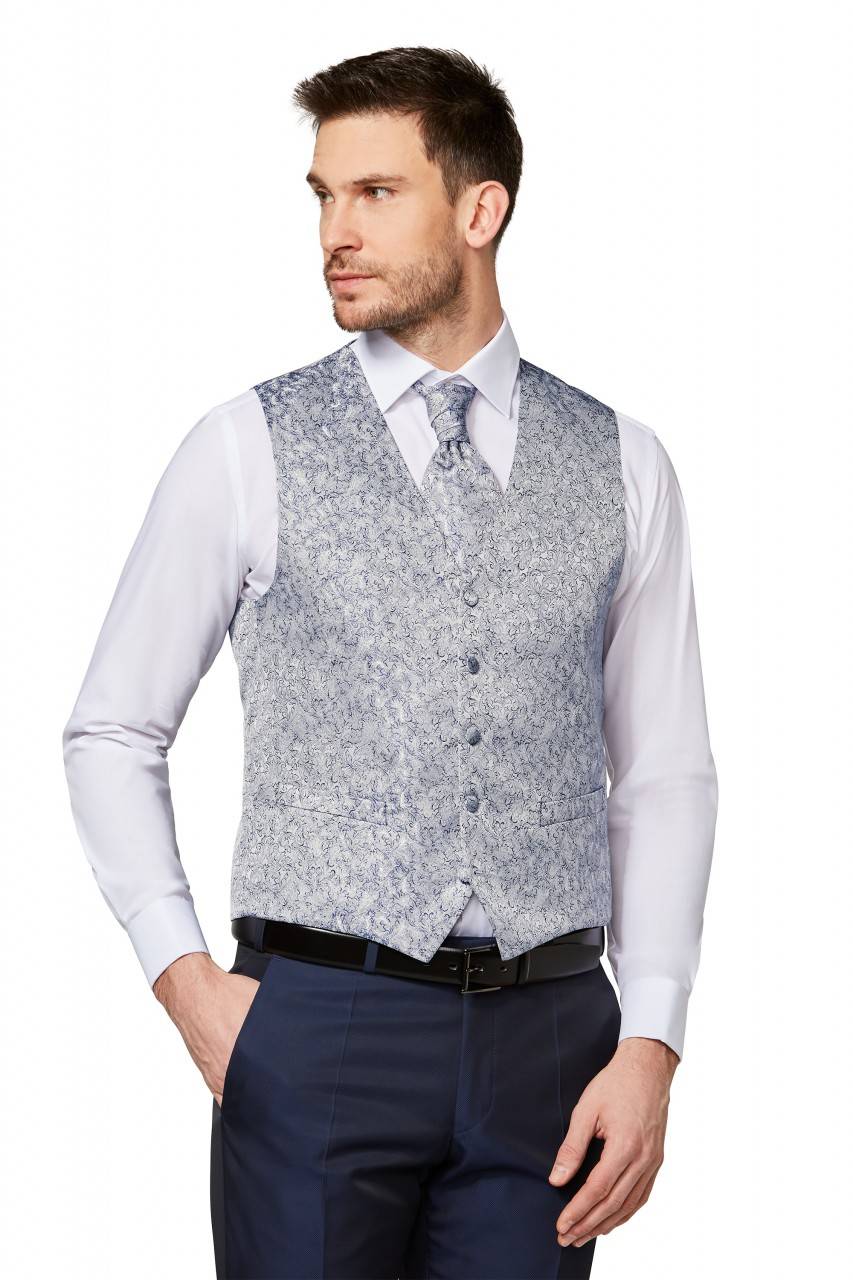 Digel Panciotto elegante cerimonia digel grigio perla con blu