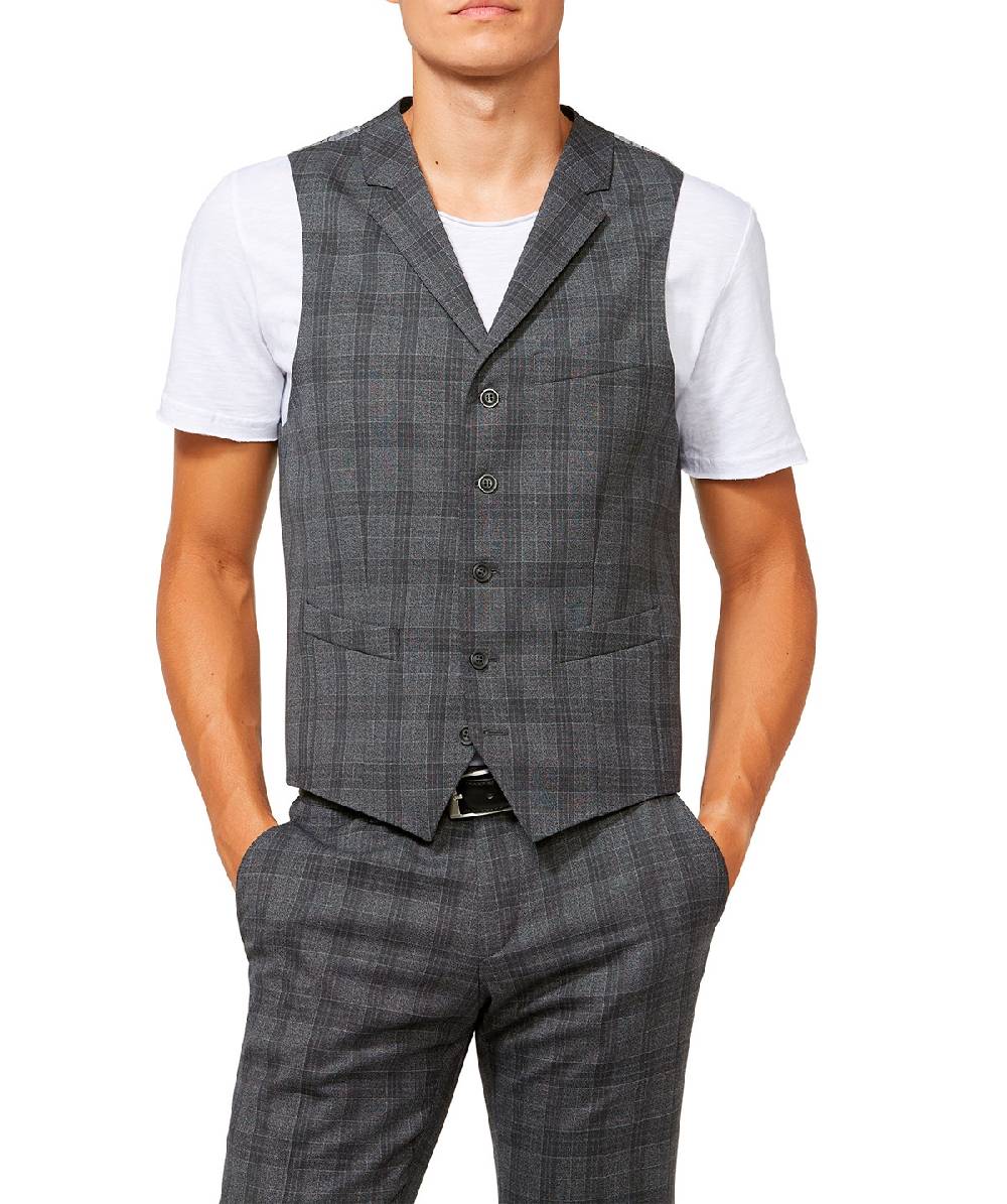 Digel Gilet panciotto moda digel grigio a quadri fantasia principe di galles Novità