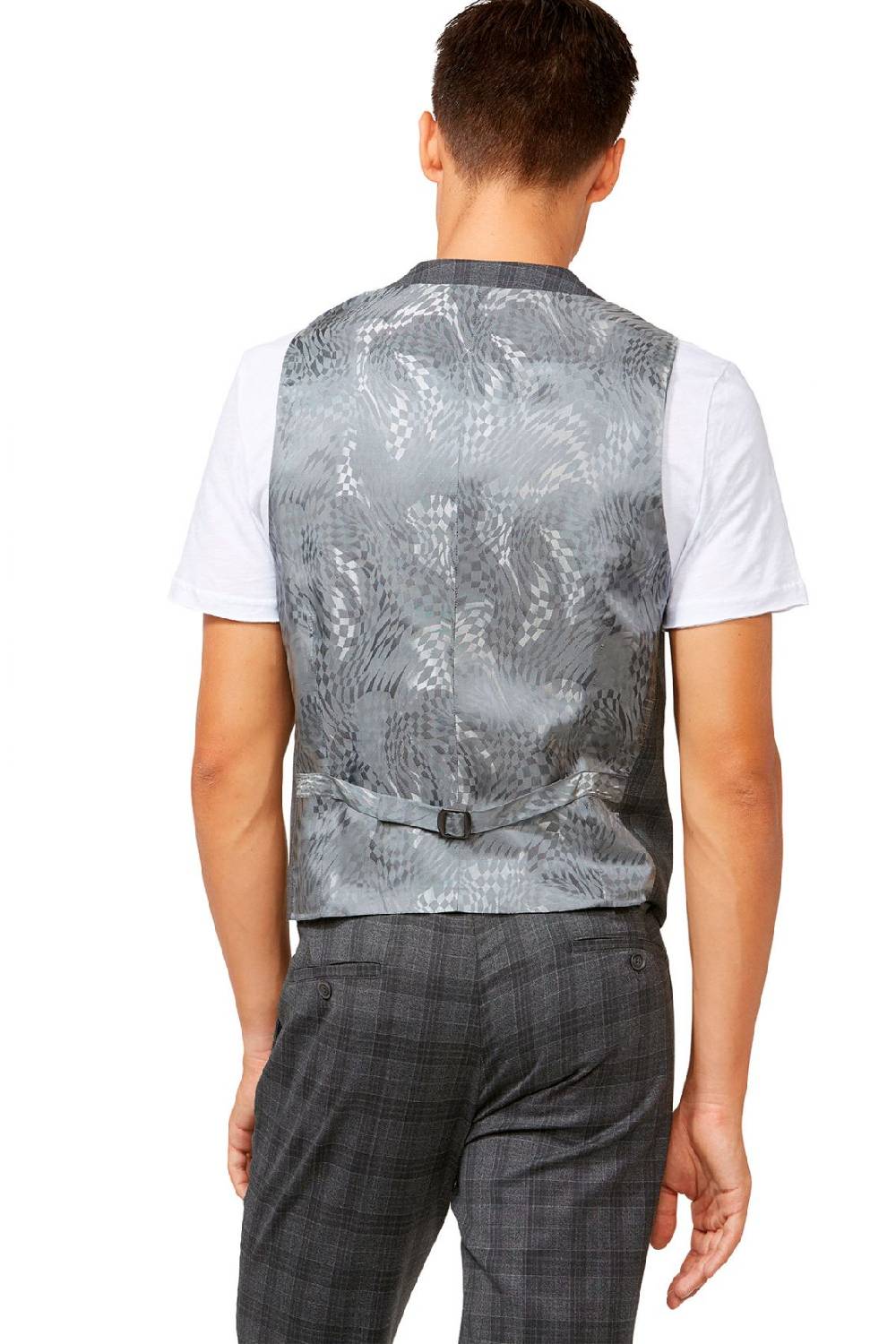 Digel Gilet panciotto moda digel grigio a quadri fantasia principe di galles Novità