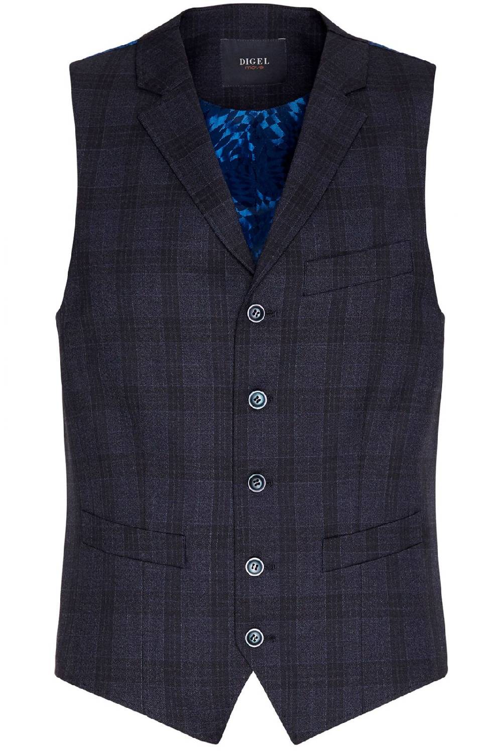 Digel Gilet panciotto moda digel blu a quadri fantasia principe di galles Presa