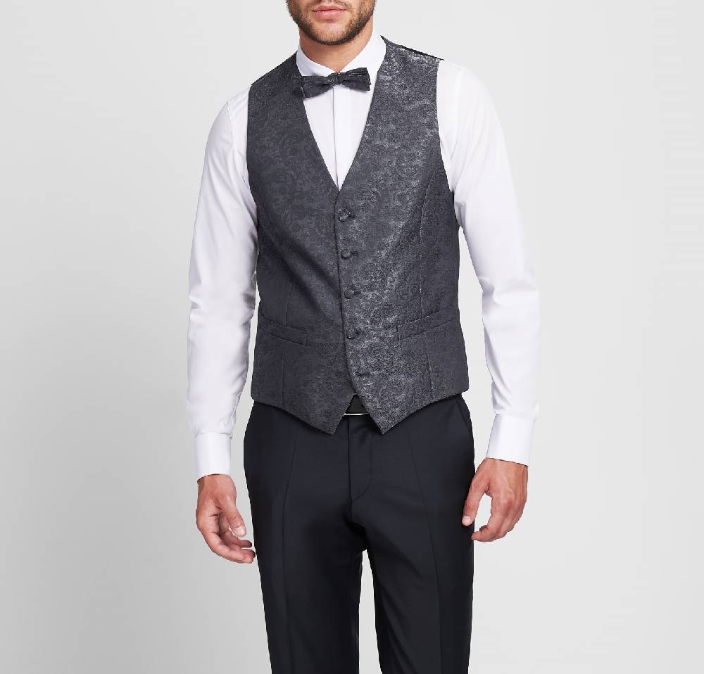 Digel Gilet elegante cerimonia digel grigio scuro in raso