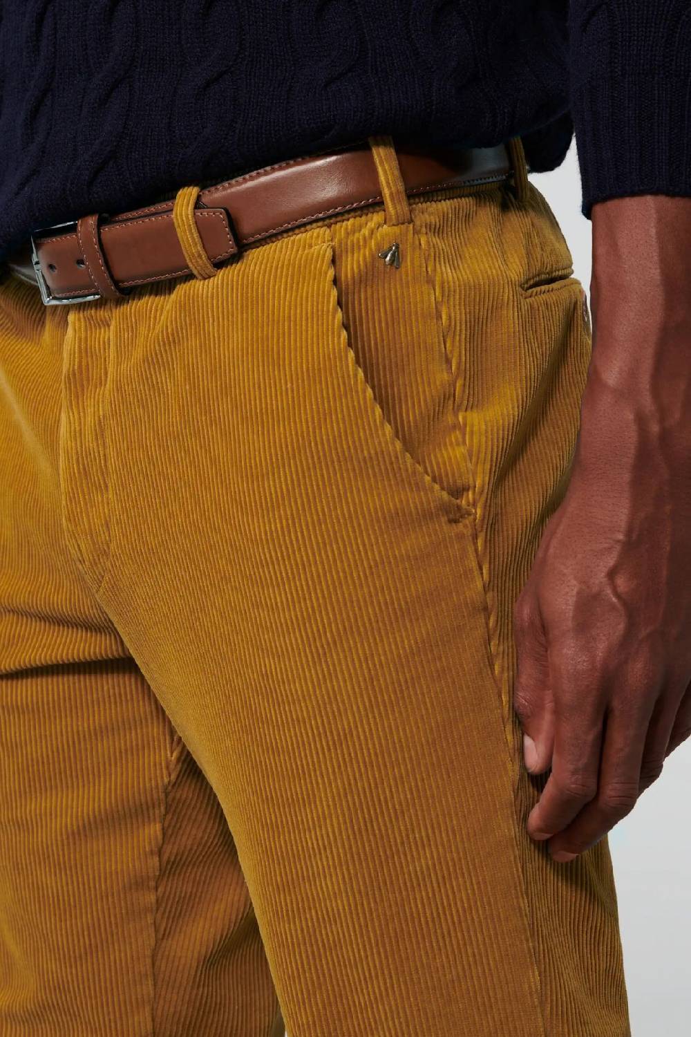 Meyer Pantalone color ambra meyer in velluto a coste luxury modern fit Italia