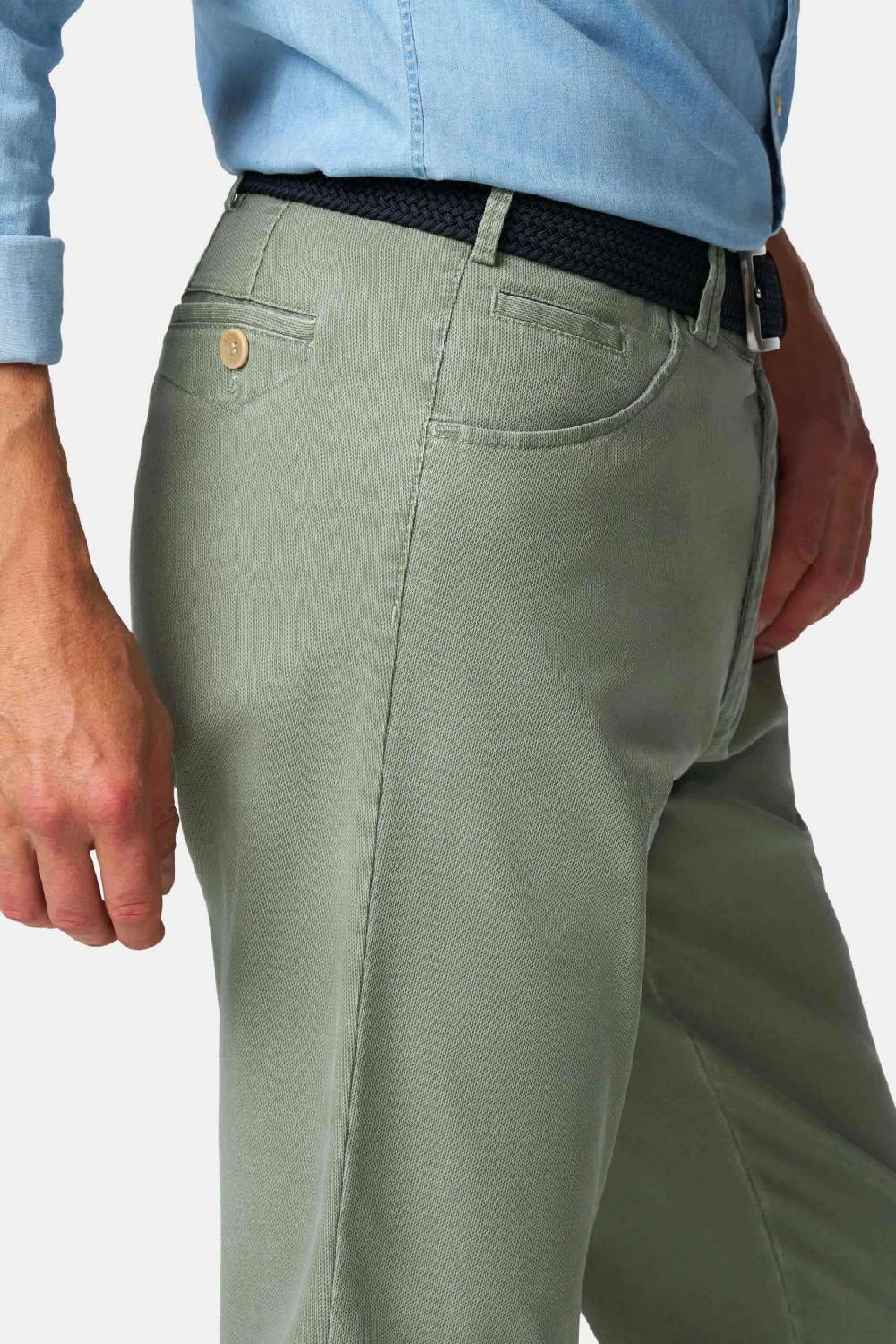 Meyer Pantalone modern fit verde salvia meyer cotone microstruttura stretch In Linea