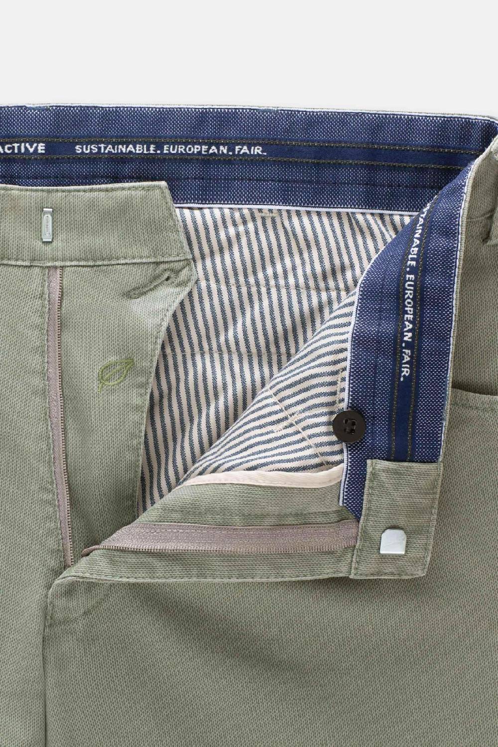 Meyer Pantalone modern fit verde salvia meyer cotone microstruttura stretch In Linea