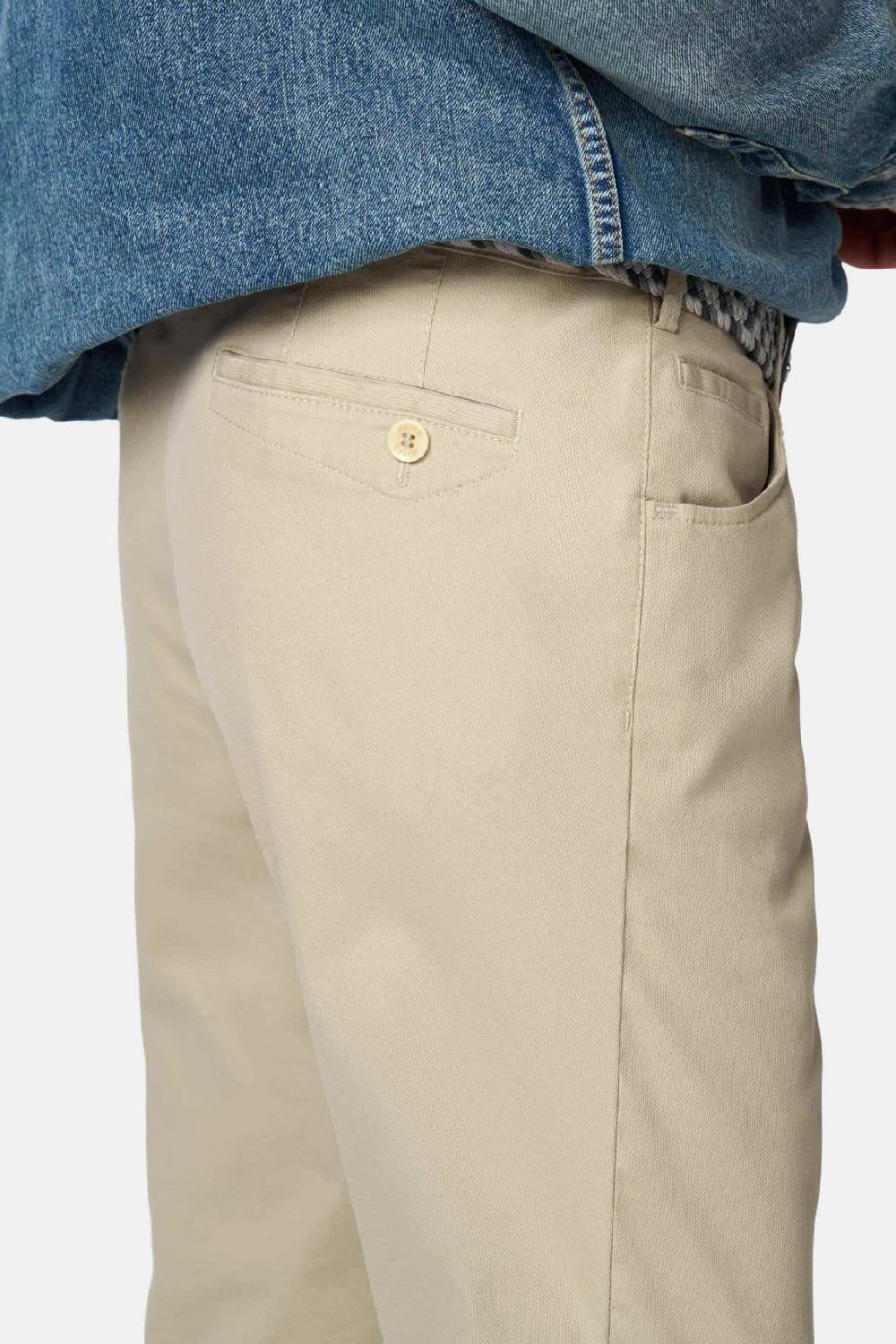 Meyer Pantalone modern fit beige meyer cotone microstruttura stretch Qualità