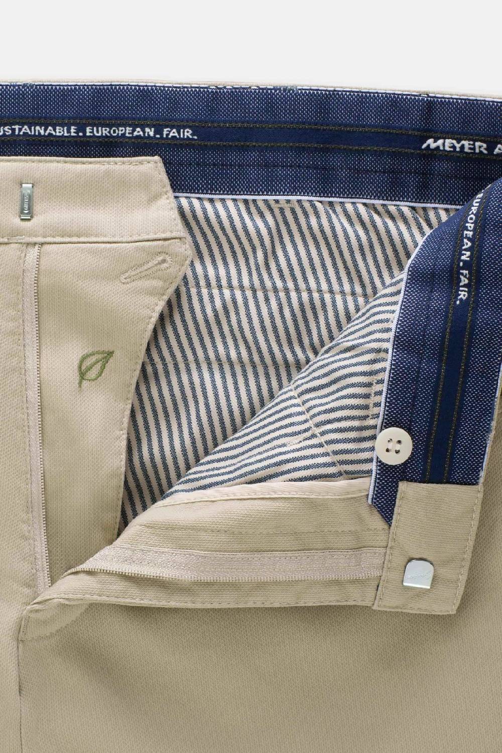 Meyer Pantalone modern fit beige meyer cotone microstruttura stretch Qualità