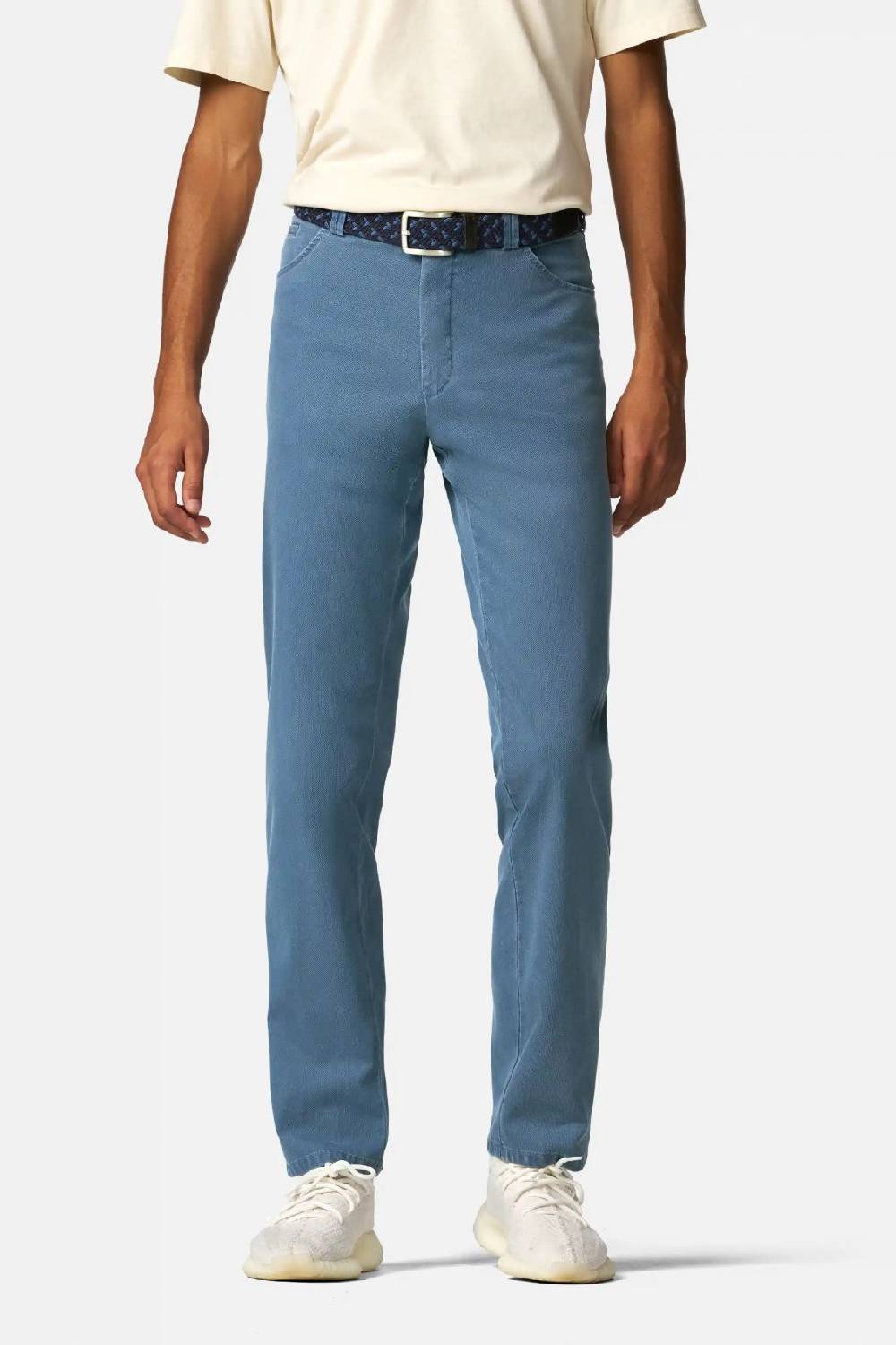 Meyer Pantalone modern fit azzurro meyer cotone microstruttura stretch