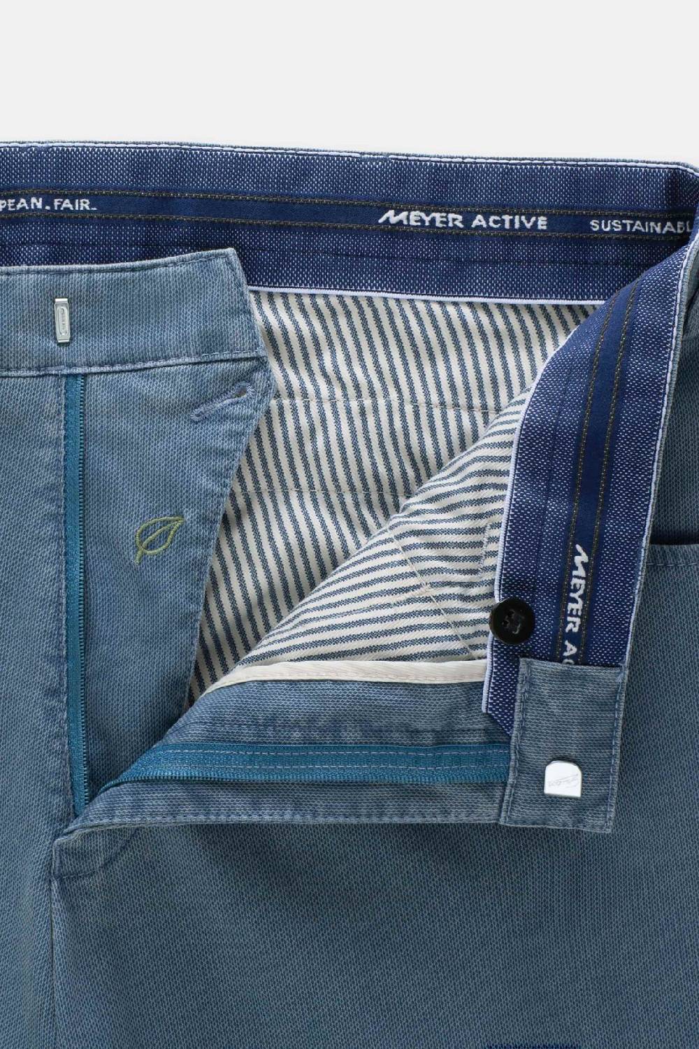 Meyer Pantalone modern fit azzurro meyer cotone microstruttura stretch Vendita