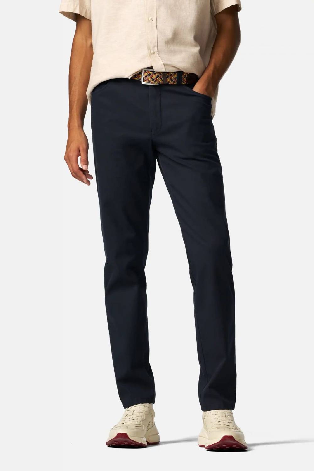 Meyer Pantalone modern fit blu meyer cotone microstruttura stretch