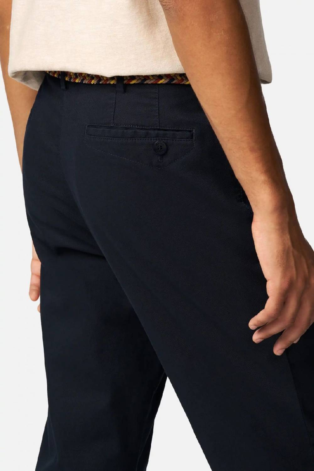 Meyer Pantalone modern fit blu meyer cotone microstruttura stretch Promozione