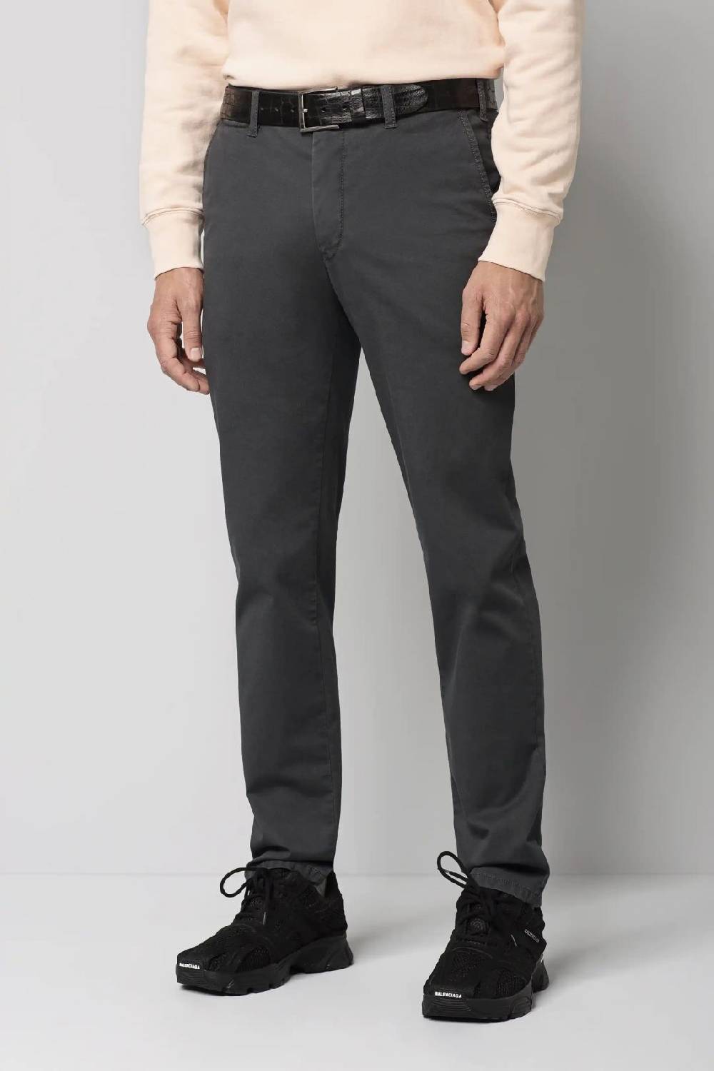 Meyer Pantalone regular fit grigio antracite cotone bio stretch m5 by meyer