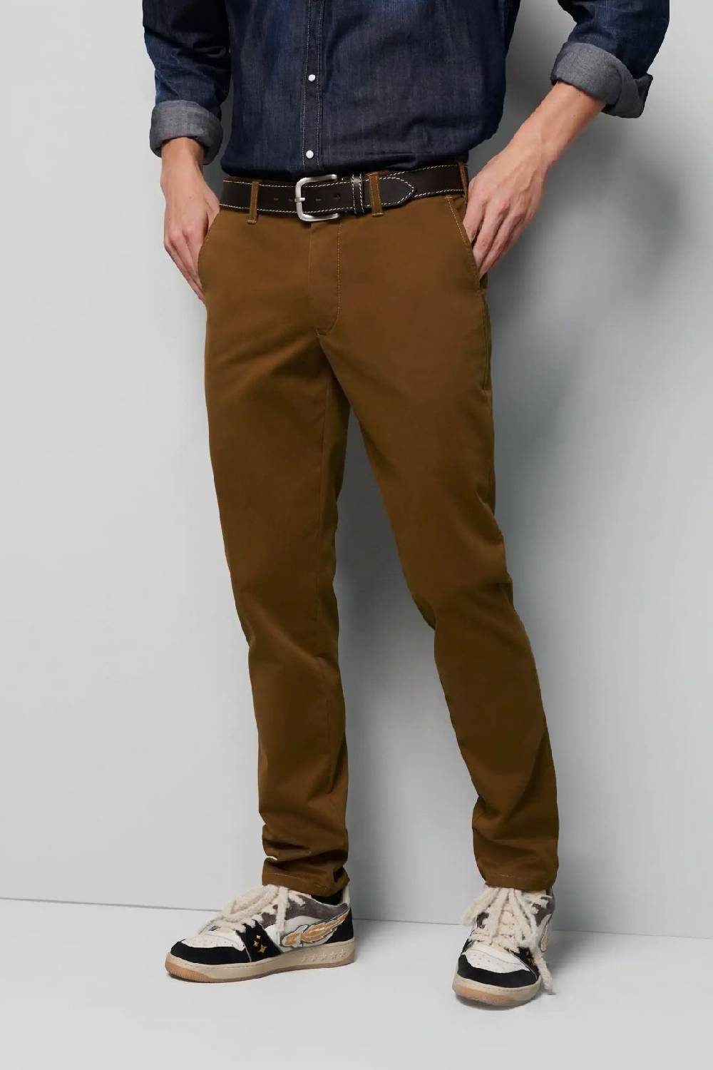 Meyer Pantalone regular fit caramello cotone bio stretch m5 by meyer