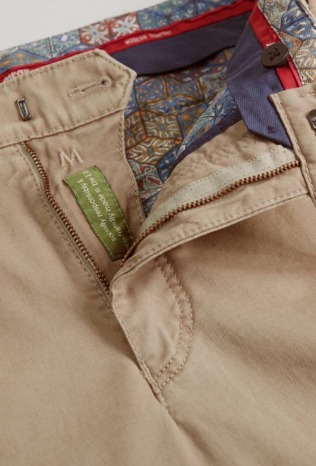 Meyer Pantalone beige meyer in cotone stretch drop quattro comfort fit Sottocosto