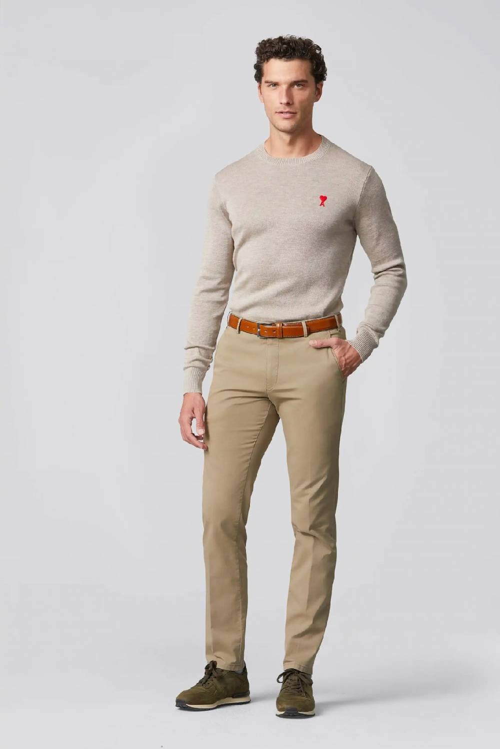 Meyer Pantalone color pietra meyer cotone bio stretch modern fit Novità