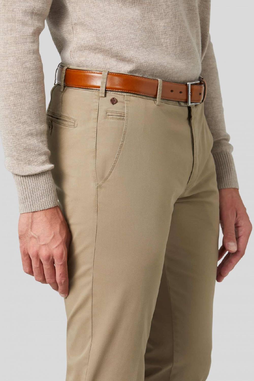 Meyer Pantalone color pietra meyer cotone bio stretch modern fit Novità