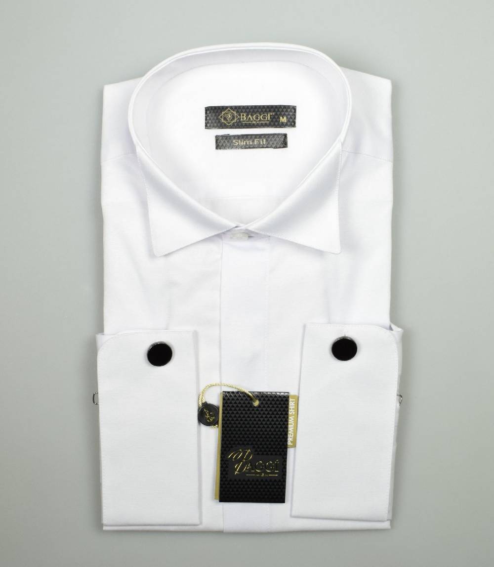 Baggi Camicia da cerimonia slim fit baggi collo diplomatico Economico