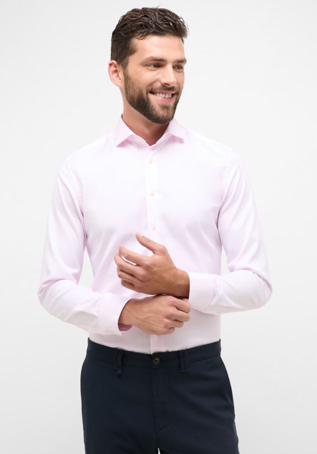 Eterna Camicia rosa eterna slim fit collo francese cotone cover Saldi