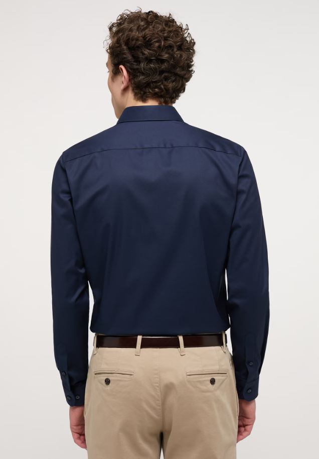 Eterna Camicia blu scuro eterna slim fit collo francese cotone cover Hotsell