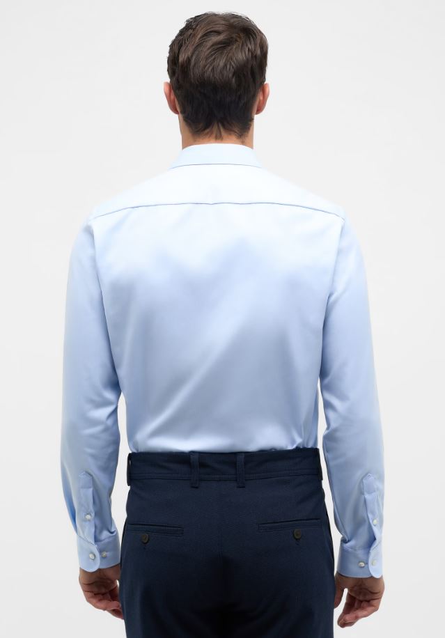 Eterna Camicia celeste eterna slim fit collo francese cotone cover Vendita Calda