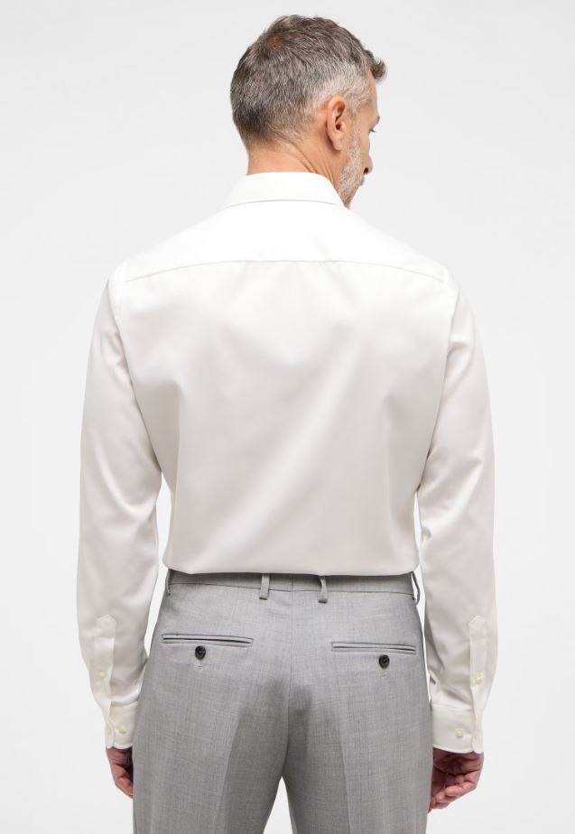 Eterna Camicia beige eterna slim fit collo francese cotone cover Vendita Economica
