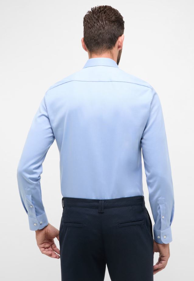 Eterna Camicia azzurra eterna slim fit collo francese cotone cover Saldi Di Fabbrica