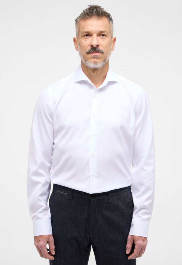 Eterna Camicia bianca eterna slim fit collo francese cotone cover I Più Venduti
