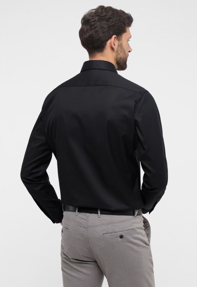 Eterna Camicia nera eterna modern fit collo classico italiano Negozio