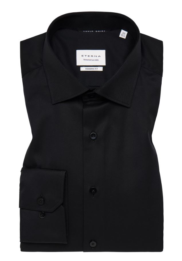 Eterna Camicia nera eterna modern fit collo classico italiano Negozio