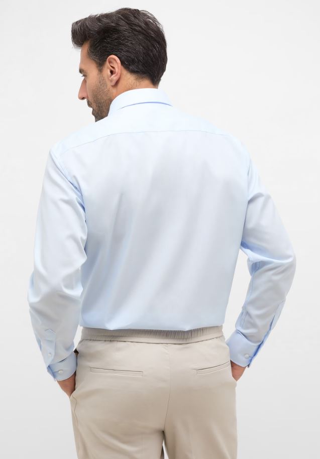 Eterna Camicia celeste eterna comfort fit in popeline no stiro 2025