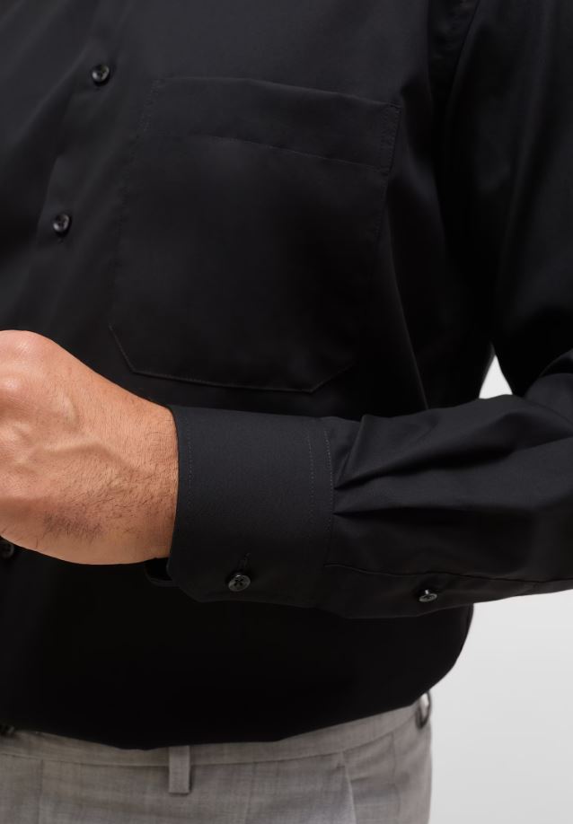Eterna Camicia nera eterna comfort fit in popeline no stiro In Linea