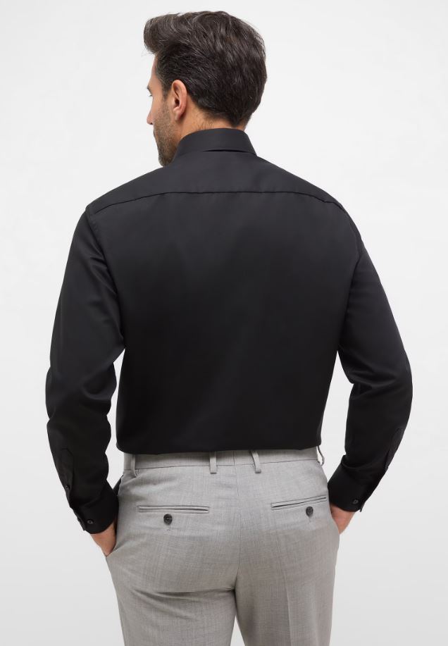 Eterna Camicia nera eterna comfort fit in popeline no stiro In Linea